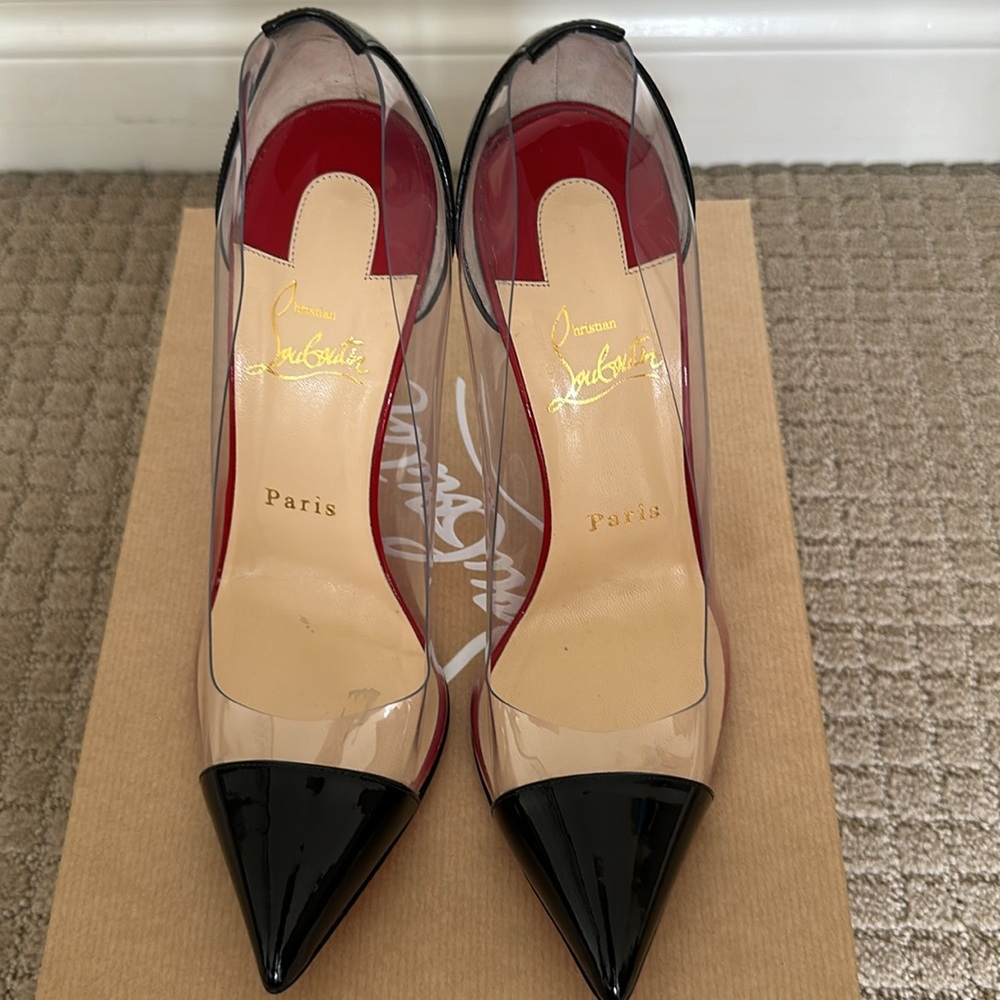 Christian Louboutin Size 37 Patent PVC Debout 100 Pumps Transparent - Picture 2 of 6